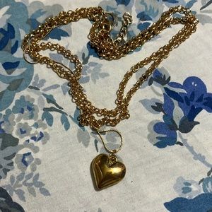 Gold 3 layer chain heart necklace never worn